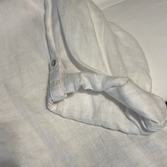 Tahari White Linen Tunic Top - Picture 3 of 6